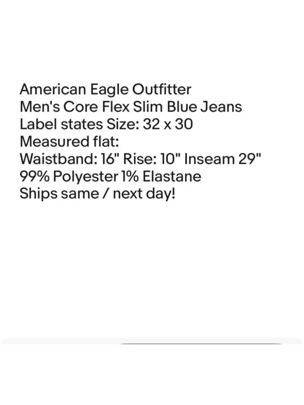 American Eagle Slim Jeans Mens sz 32 x 29 Blue Core Flex Stretch